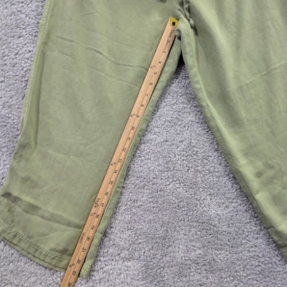 Tommy Bahama Women's Medium 100%‎ Silk Green Cropped Pants Drawstring Pockets - Picture 5 of 10